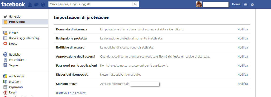 protezione facebook
