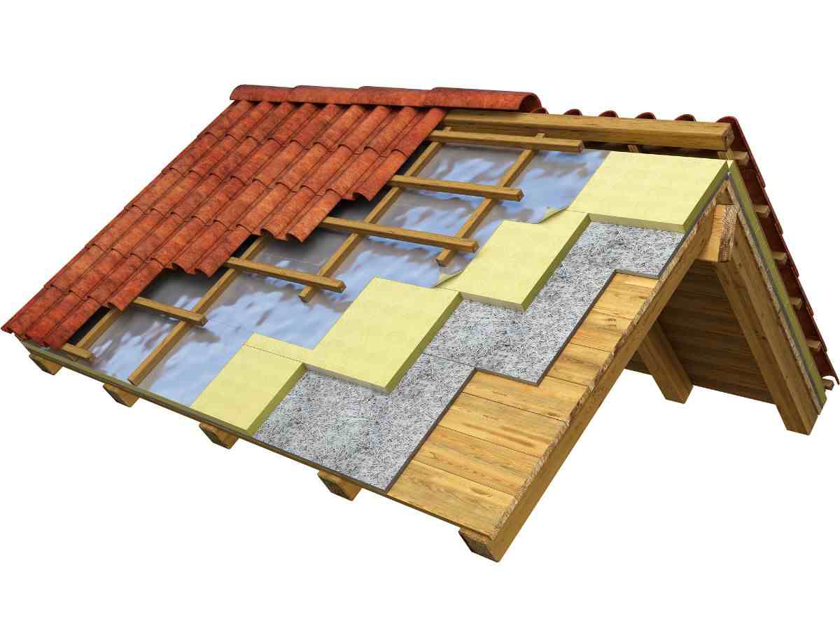 rendering di un cappotto termico sul tetto